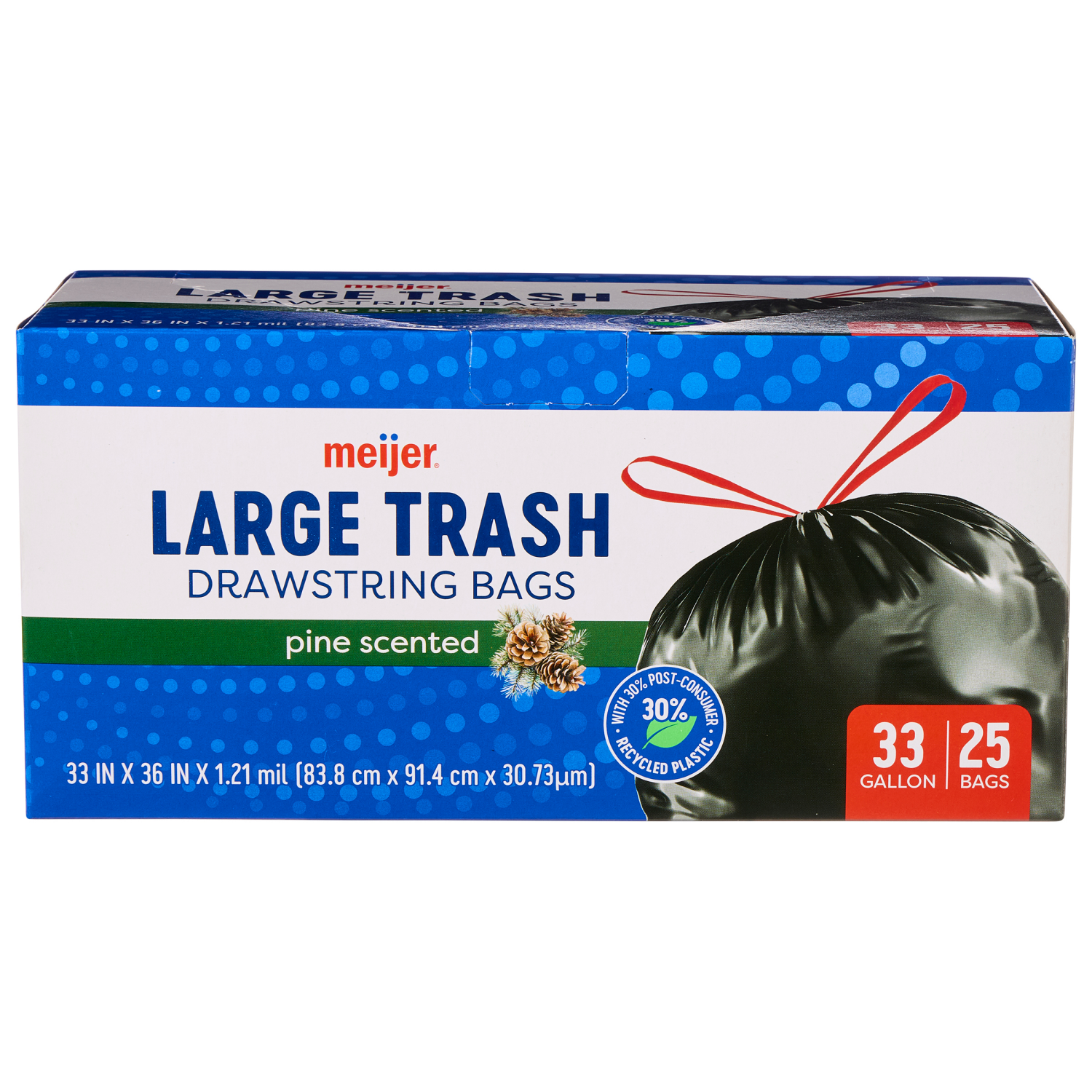 slide 4 of 8, Meijer Large Drawstring Trash Bags, Black, 33 Gal, 25 ct, 25 ct; 33 gal