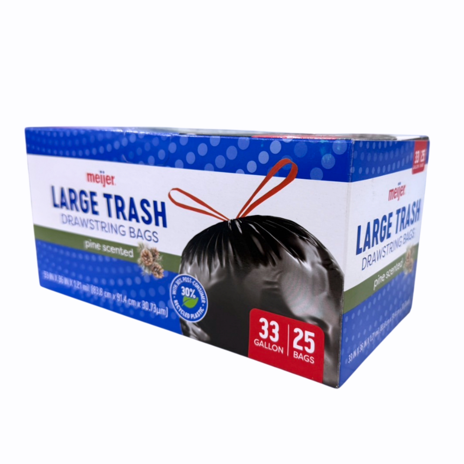 slide 7 of 8, Meijer Large Drawstring Trash Bags, Black, 33 Gal, 25 ct, 25 ct; 33 gal