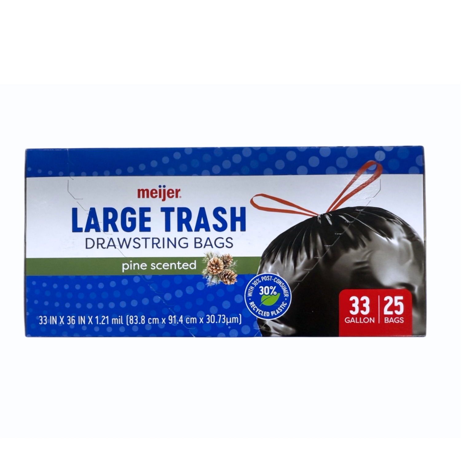 slide 8 of 8, Meijer Large Drawstring Trash Bags, Black, 33 Gal, 25 ct, 25 ct; 33 gal