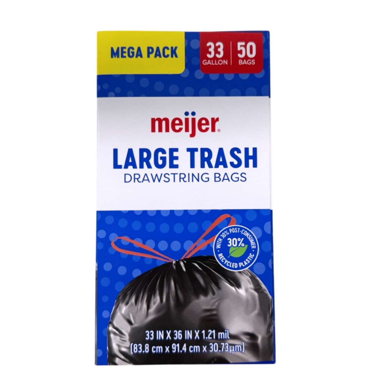 slide 4 of 8, MEIJER TRASH MEGA PCR 33GAL 50CT, 33 gal, 50 ct