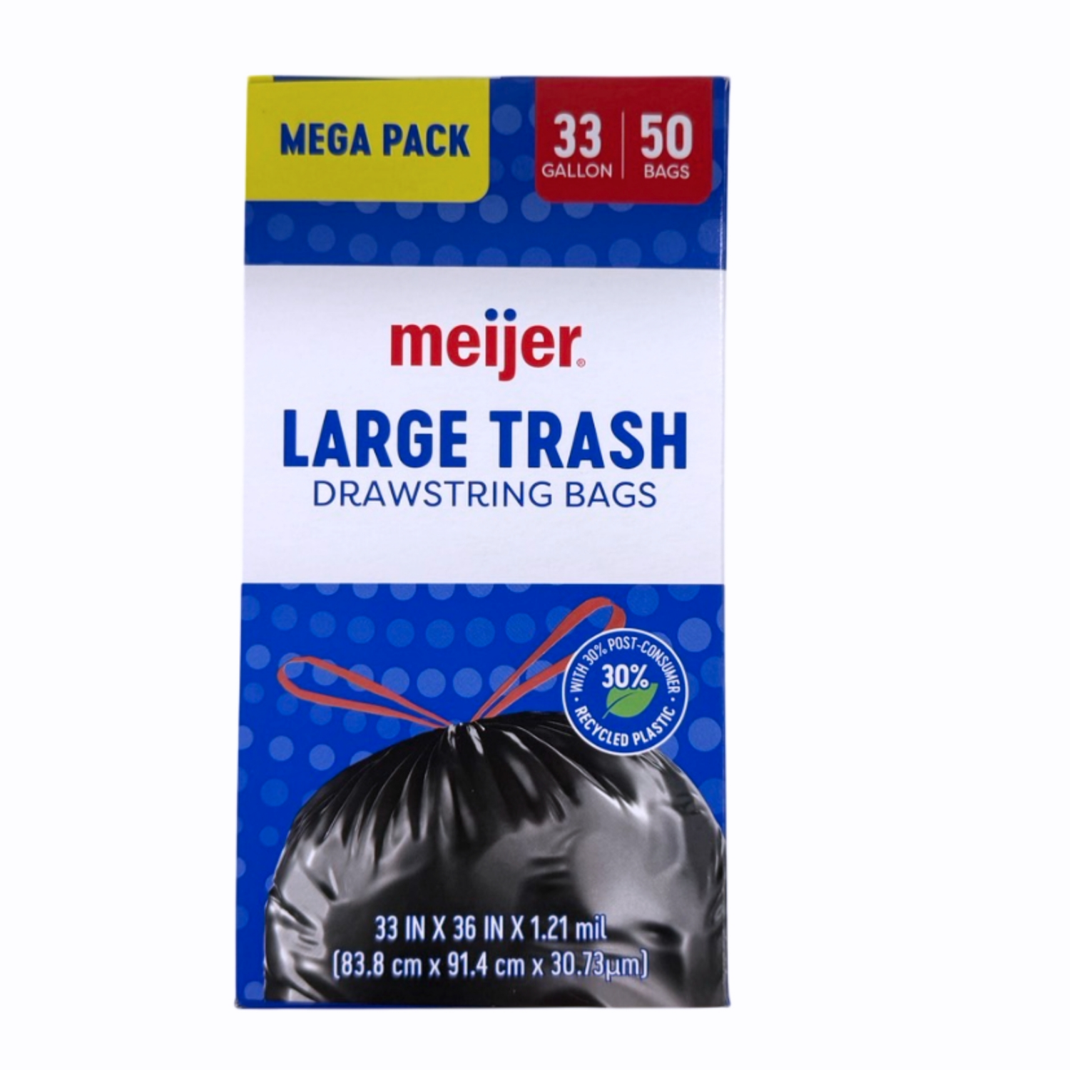slide 5 of 8, MEIJER TRASH MEGA PCR 33GAL 50CT, 33 gal, 50 ct