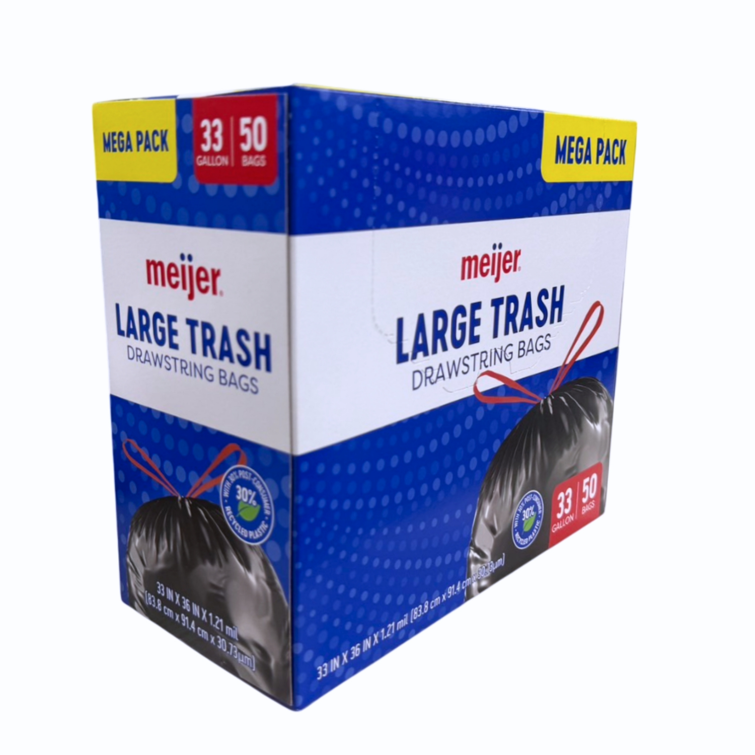 slide 6 of 8, MEIJER TRASH MEGA PCR 33GAL 50CT, 33 gal, 50 ct