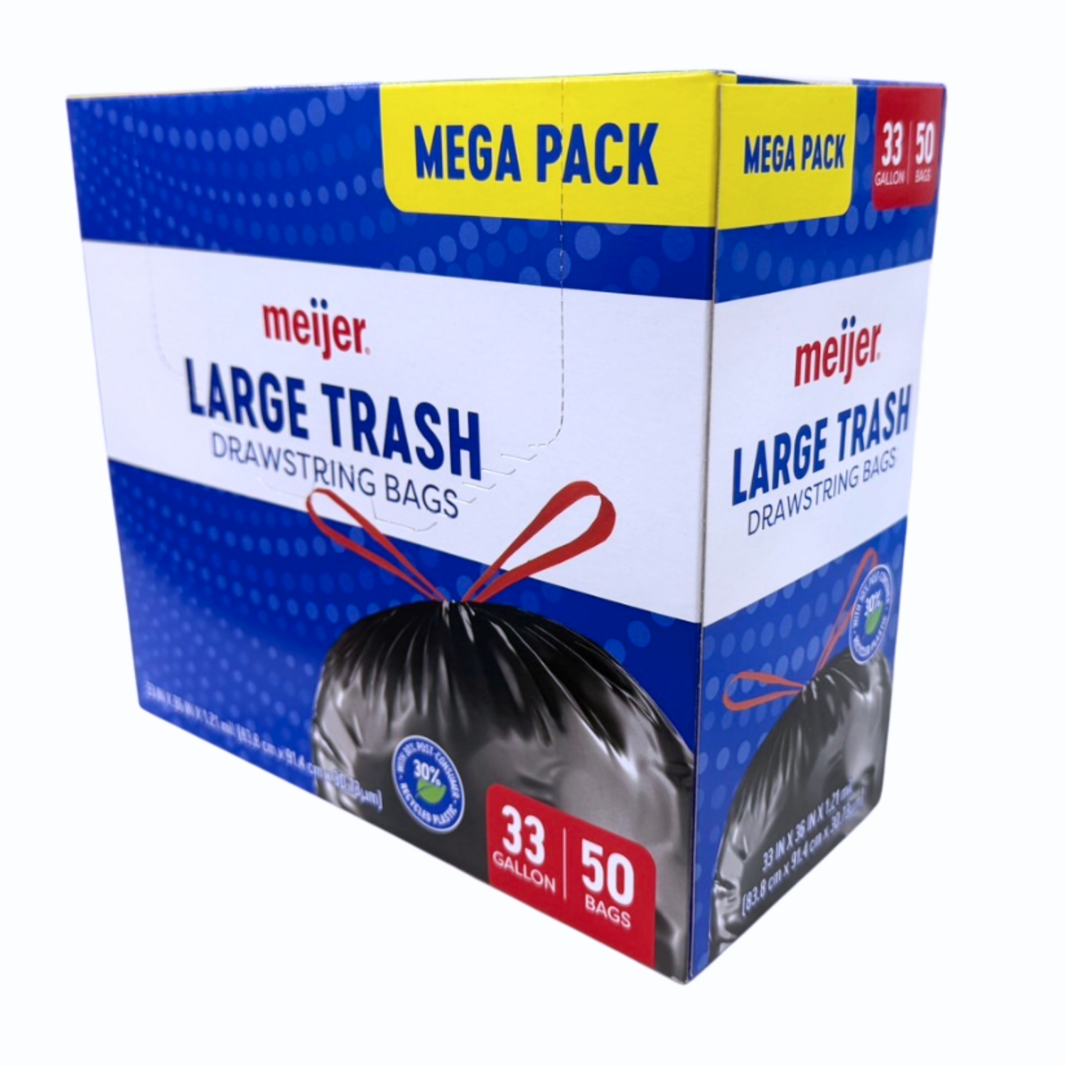 slide 7 of 8, MEIJER TRASH MEGA PCR 33GAL 50CT, 33 gal, 50 ct