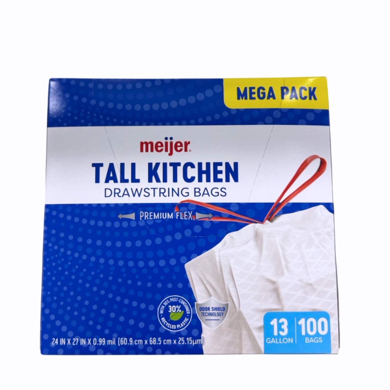 slide 1 of 8, Meijer MJR KITCH MEGAFLX UNSC-ODR BLK 13G 100CT, 13 gram, 100 ct