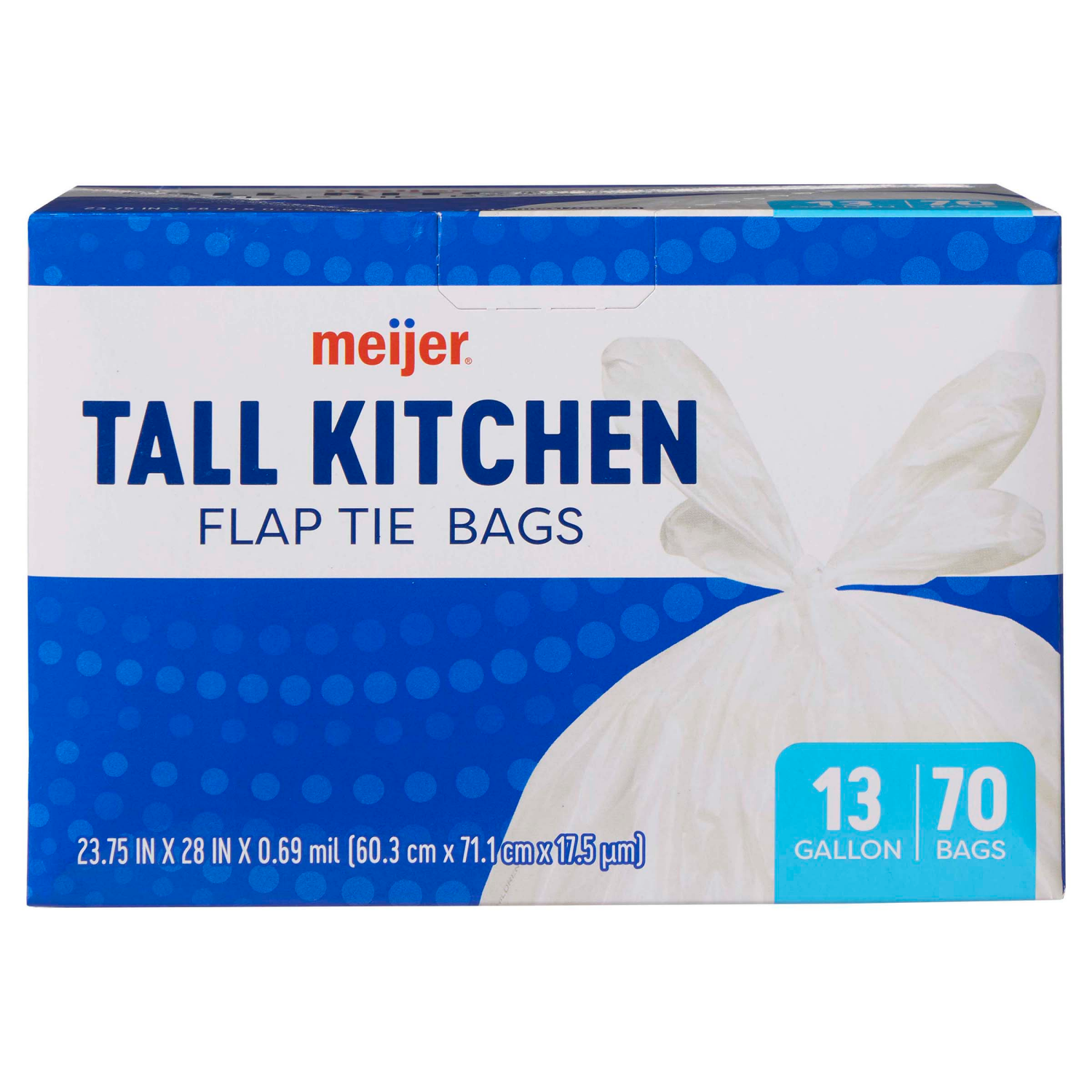 slide 4 of 8, Meijer Tall Kitchen Flap Tie Bags, 13 Gallon, 70 Ct, 70 ct; 13 gal