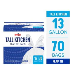 Meijer Tall Kitchen Flap Tie Bags, 13 Gallon, 70 Ct