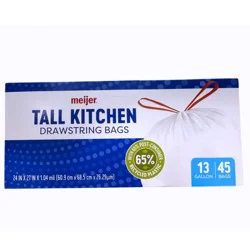 Meijer 65% Pcr Tall Kitchen Bag 13 Gallon, 45 Ct