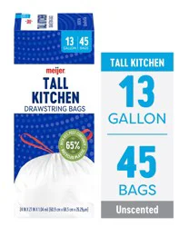 Meijer 65% Pcr Tall Kitchen Bag 13 Gallon, 45 Ct
