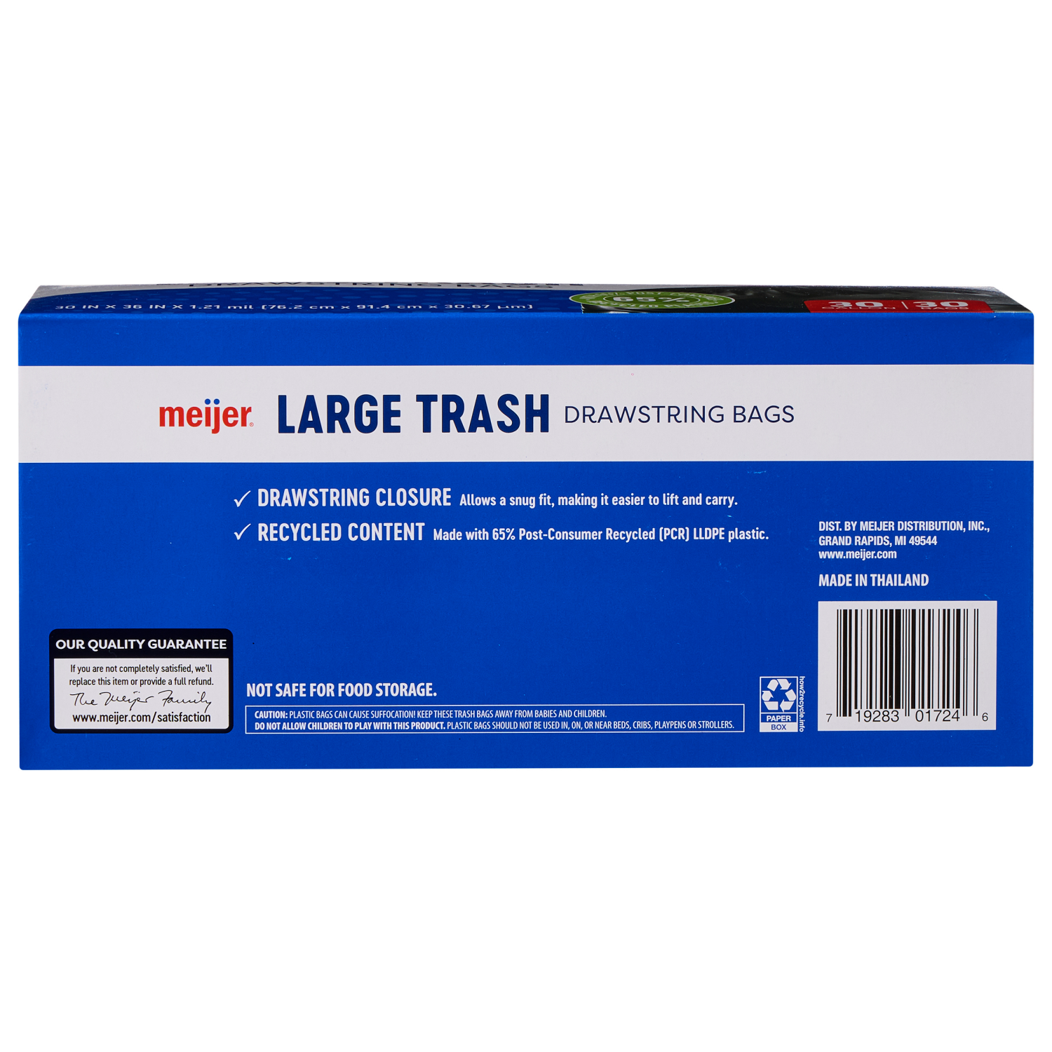 slide 2 of 8, MEIJER SUSTNBL TRASH BAG 30GAL 30CT, 30 gal, 30 ct