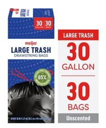 Meijer 65% Pcr Large Trash Bags 30 Gal, 30 Ct