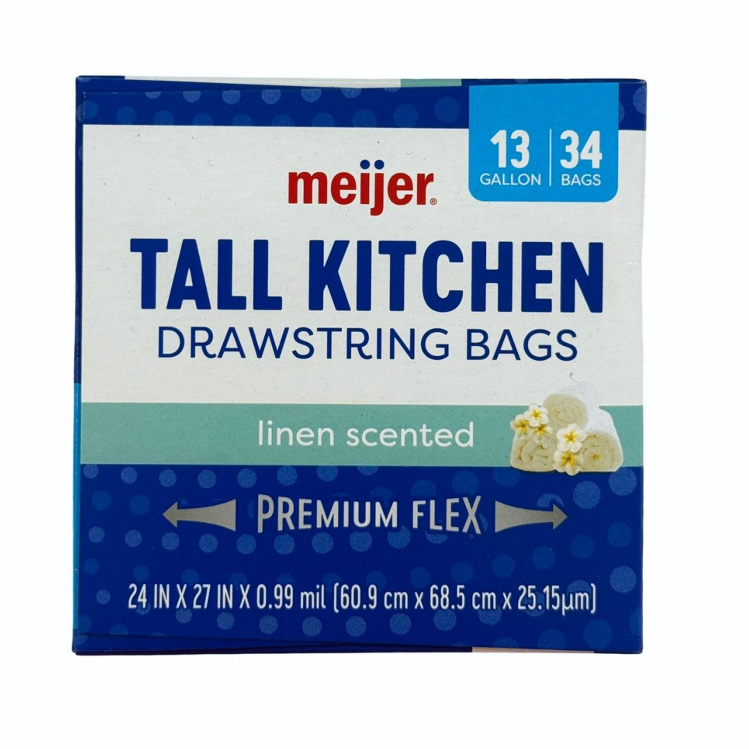 slide 5 of 8, Meijer MJR KITCH BAG FLEX FR LINEN 13GAL 34CT, 34 ct; 13 gal