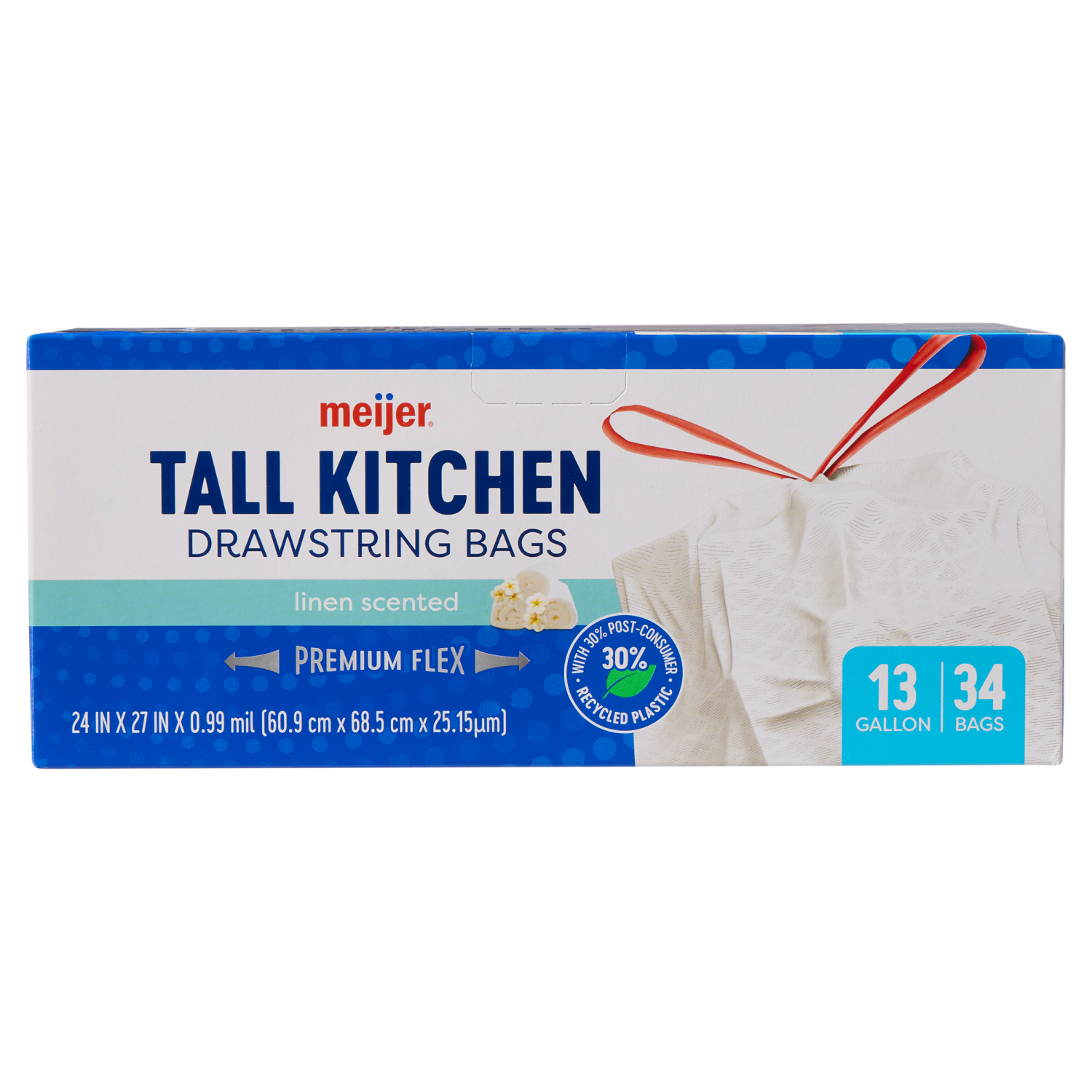 slide 8 of 8, Meijer MJR KITCH BAG FLEX FR LINEN 13GAL 34CT, 34 ct; 13 gal