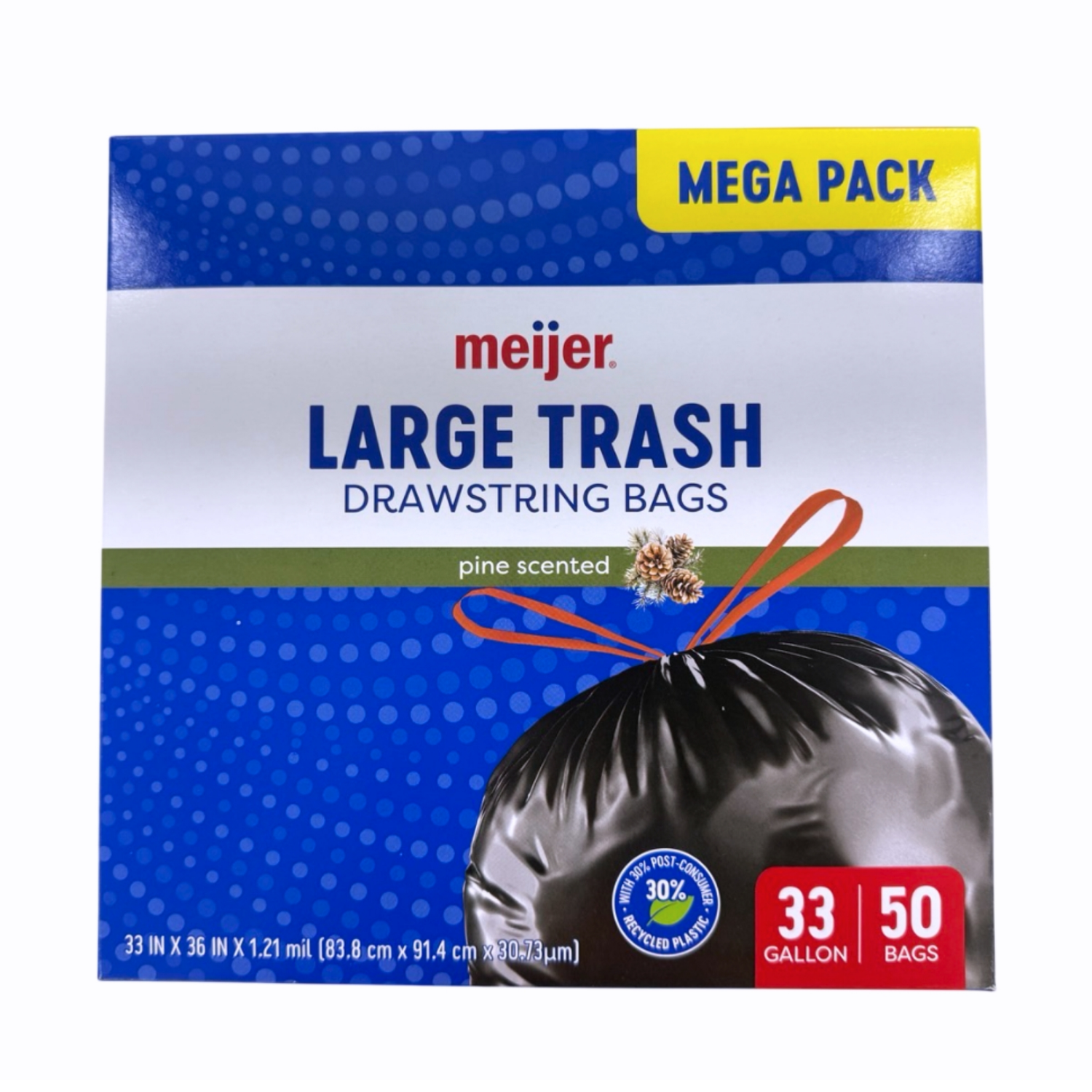 slide 2 of 8, MEIJER TRASH BAG PINE 33GAL 50CT, 33 gal, 50 ct