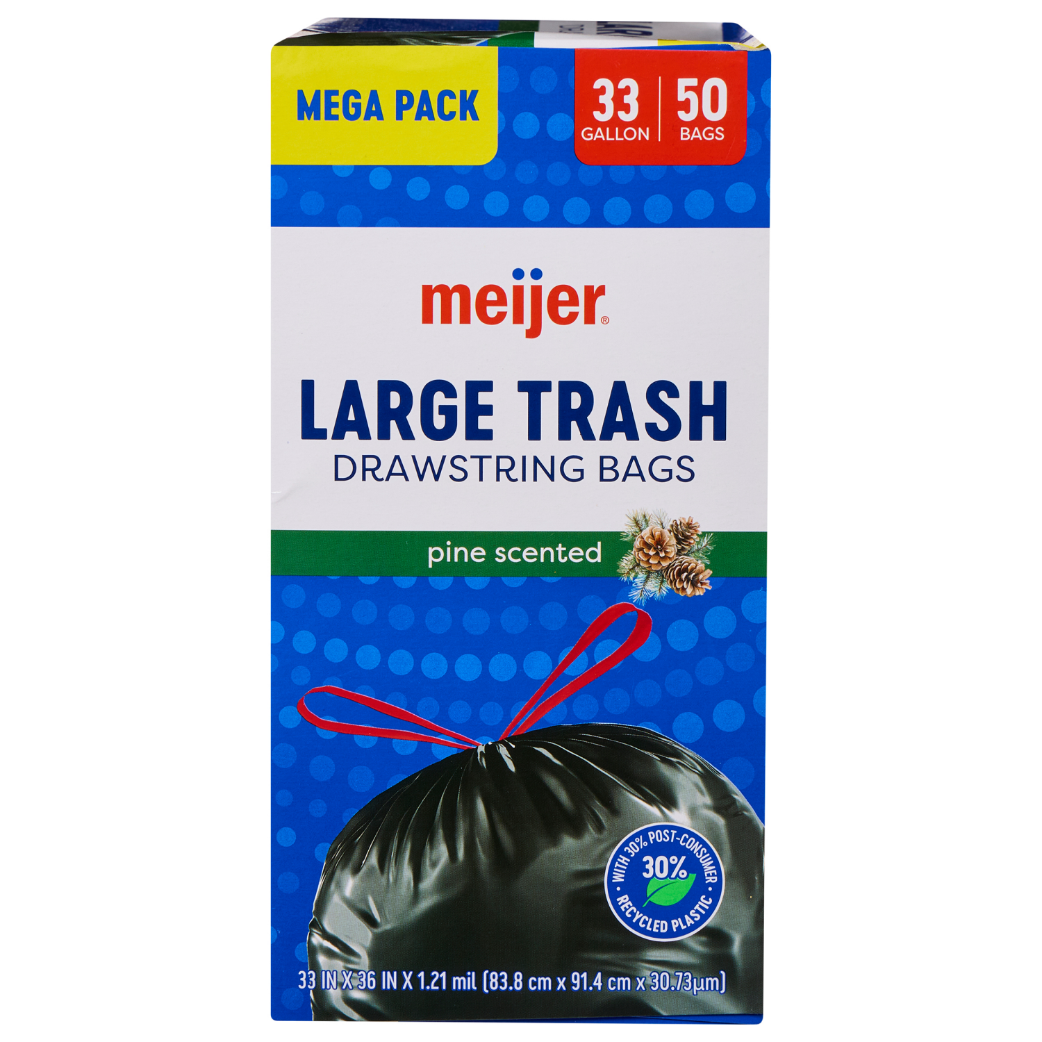 slide 4 of 8, MEIJER TRASH BAG PINE 33GAL 50CT, 33 gal, 50 ct