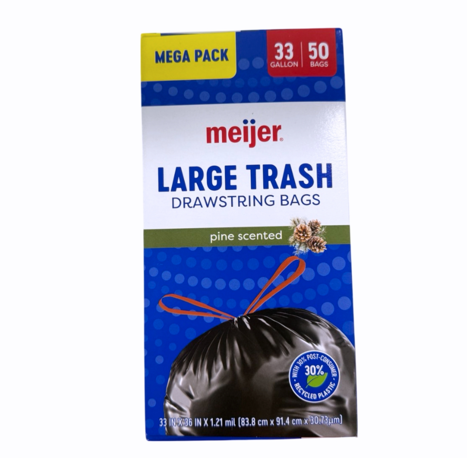 slide 5 of 8, MEIJER TRASH BAG PINE 33GAL 50CT, 33 gal, 50 ct