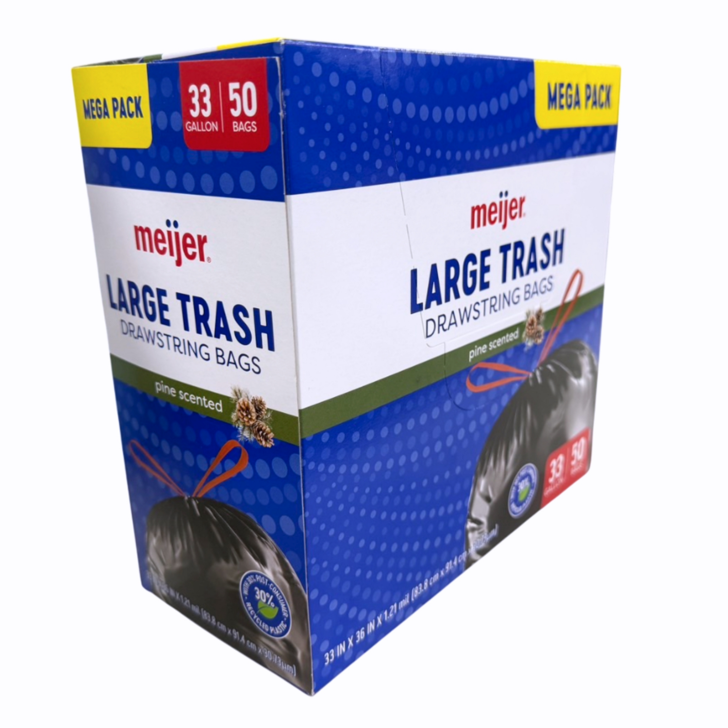 slide 6 of 8, MEIJER TRASH BAG PINE 33GAL 50CT, 33 gal, 50 ct