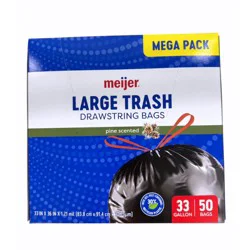 Meijer Drawstring Trash Bags, Pine Scented, 33 Gallon, 50 Ct