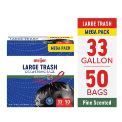 Meijer Drawstring Trash Bags, Pine Scented, 33 Gallon, 50 Ct