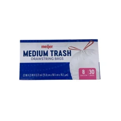 Meijer Medium Drawstring Trash Bags, 8 Gallon, 30 Ct