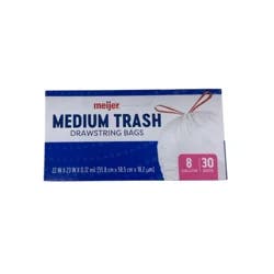Meijer Medium Drawstring Trash Bags, 8 Gallon, 30 Ct