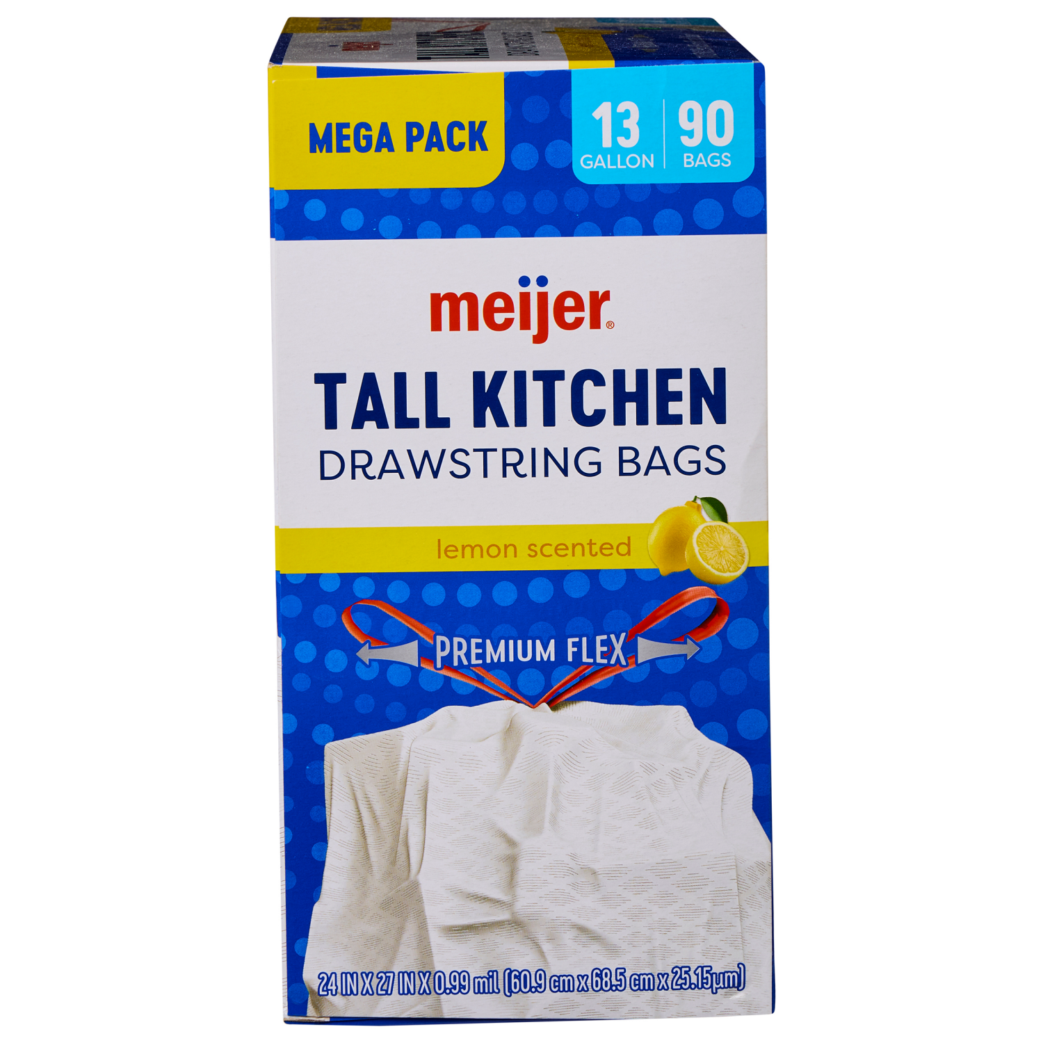 slide 3 of 3, Meijer Premium Flex Lemon Scented Kitchen Bags, 13 Gallon, 90 Ct, 90 ct; 13 gal