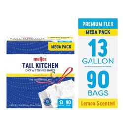 Meijer Premium Flex Lemon Scented Kitchen Bags, 13 Gallon, 90 Ct