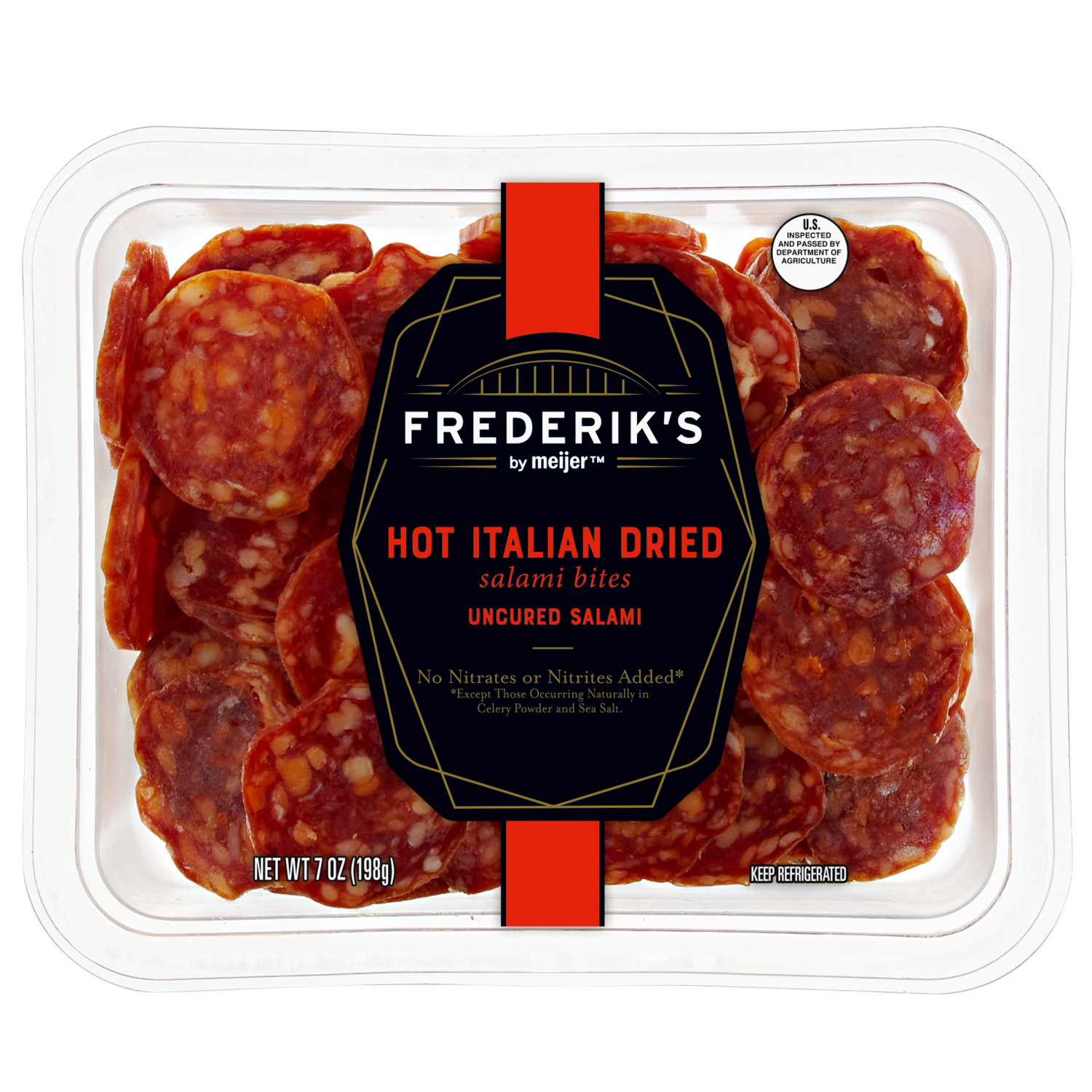 slide 1 of 2, FREDERIKS BY MEIJER Frederik's by Meijer Hot Italian Dried Salami Bites, 7 oz