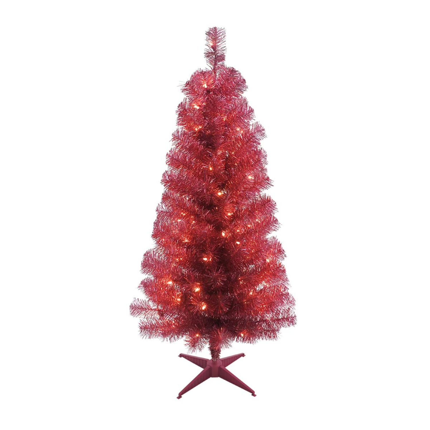 slide 1 of 1, December Home DH Tree Prelit Tinsel Pink 4 FT, 4 ft