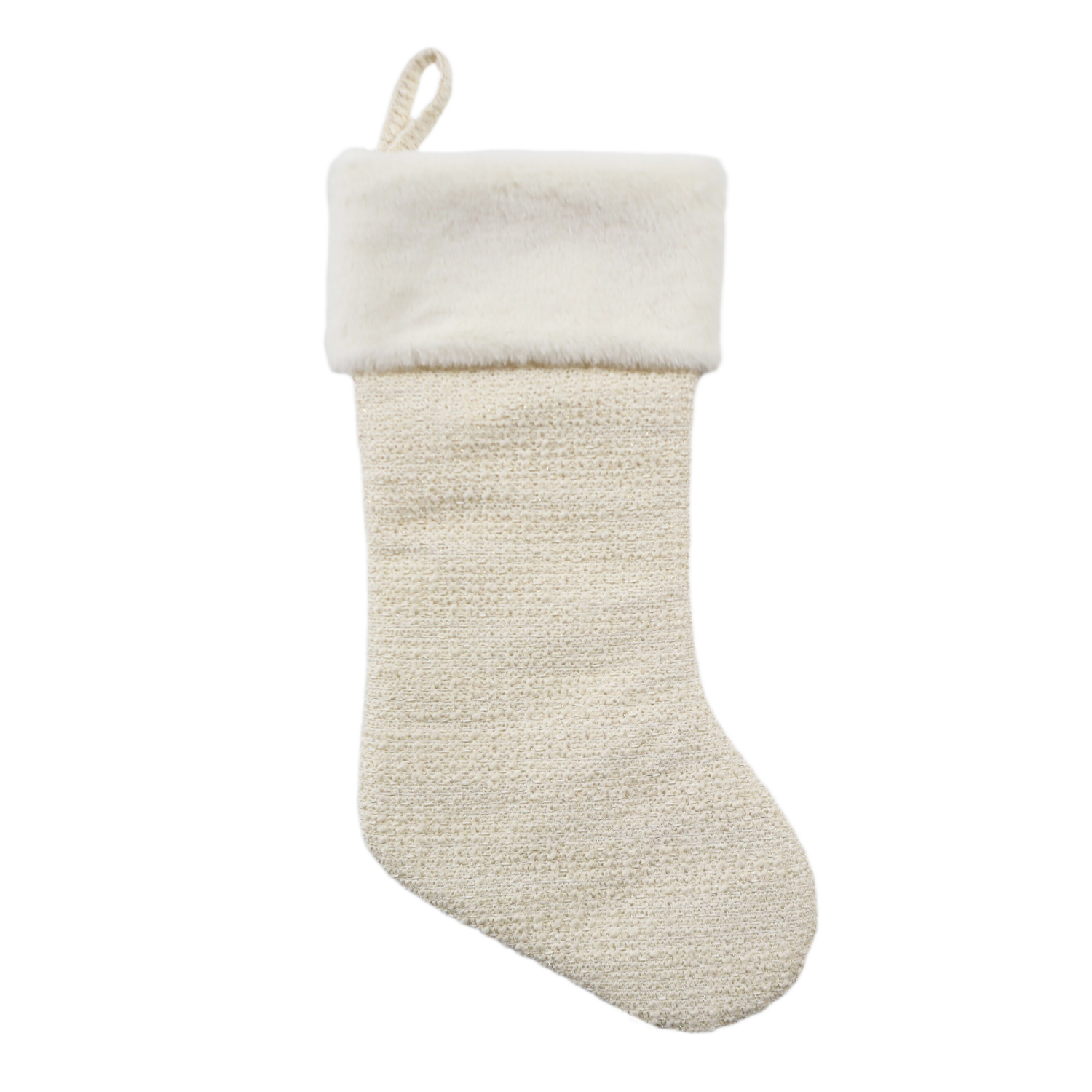 slide 1 of 1, December Home DH Cream Stocking 20 In, 20 in