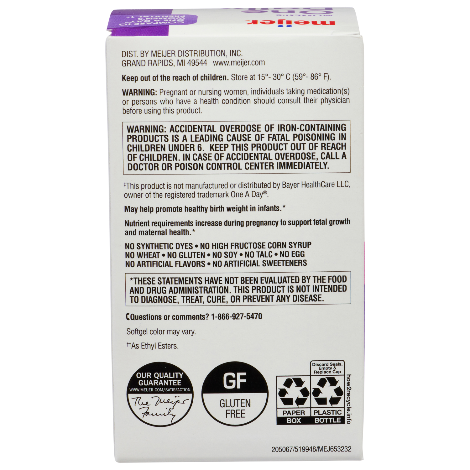 slide 2 of 4, Meijer ONE DAILY PRENATAL MULTI SG 60CT MEJ FC, 60 ct