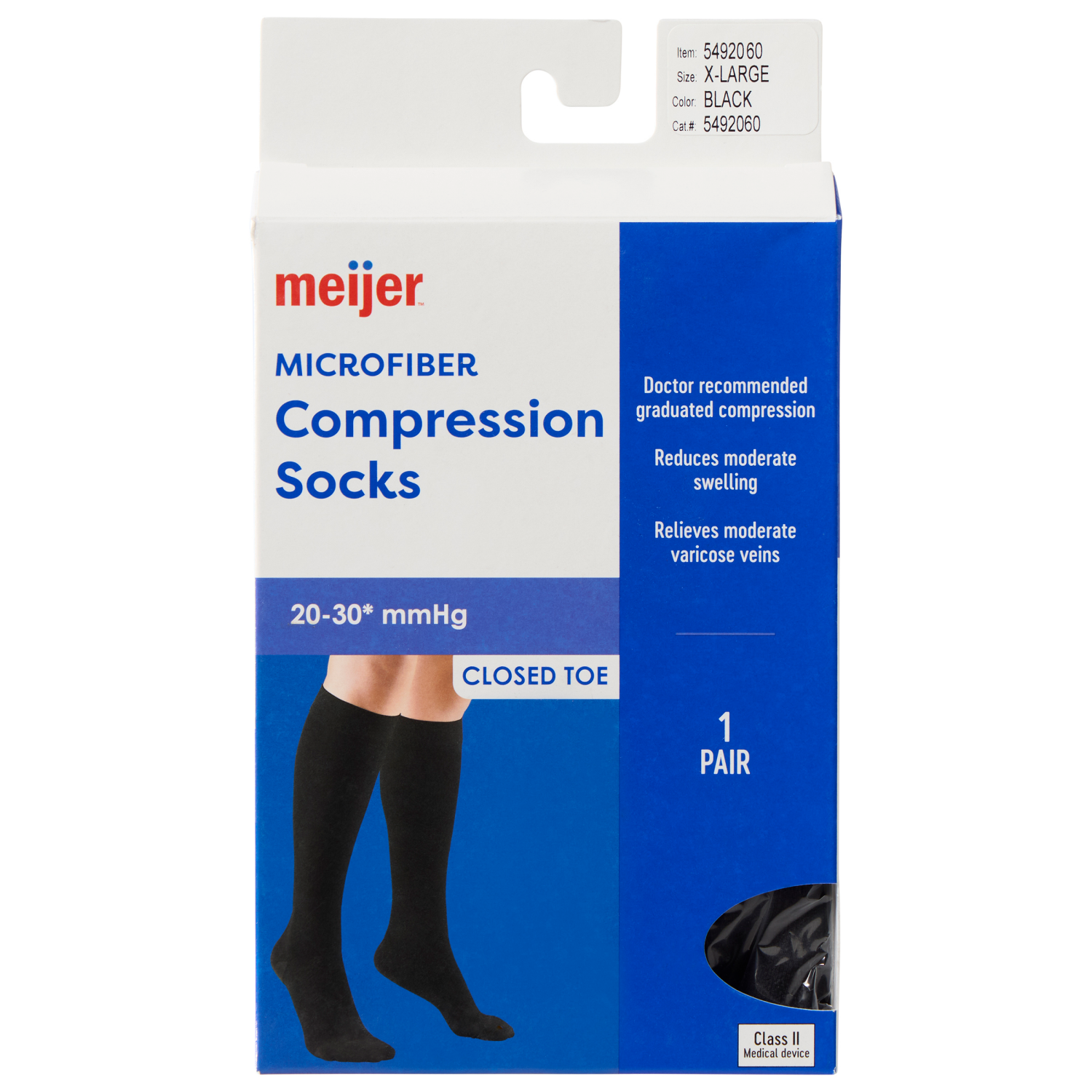 slide 1 of 2, Meijer Microfiber Compression Socks, Black, Xl, 1 Pr, 1 ct