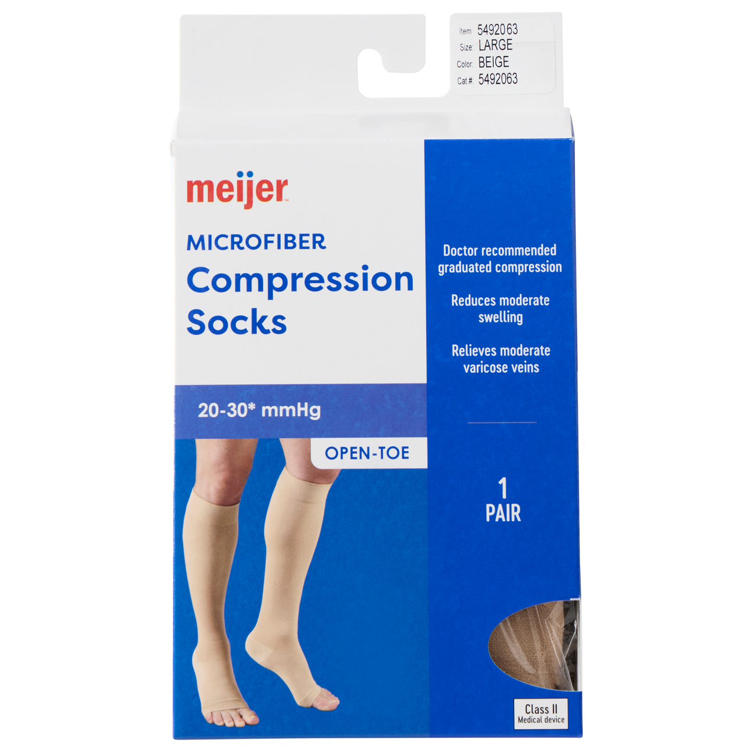 slide 1 of 2, Microfiber Compression Socks, Beige, Large, 1 Pr, LG