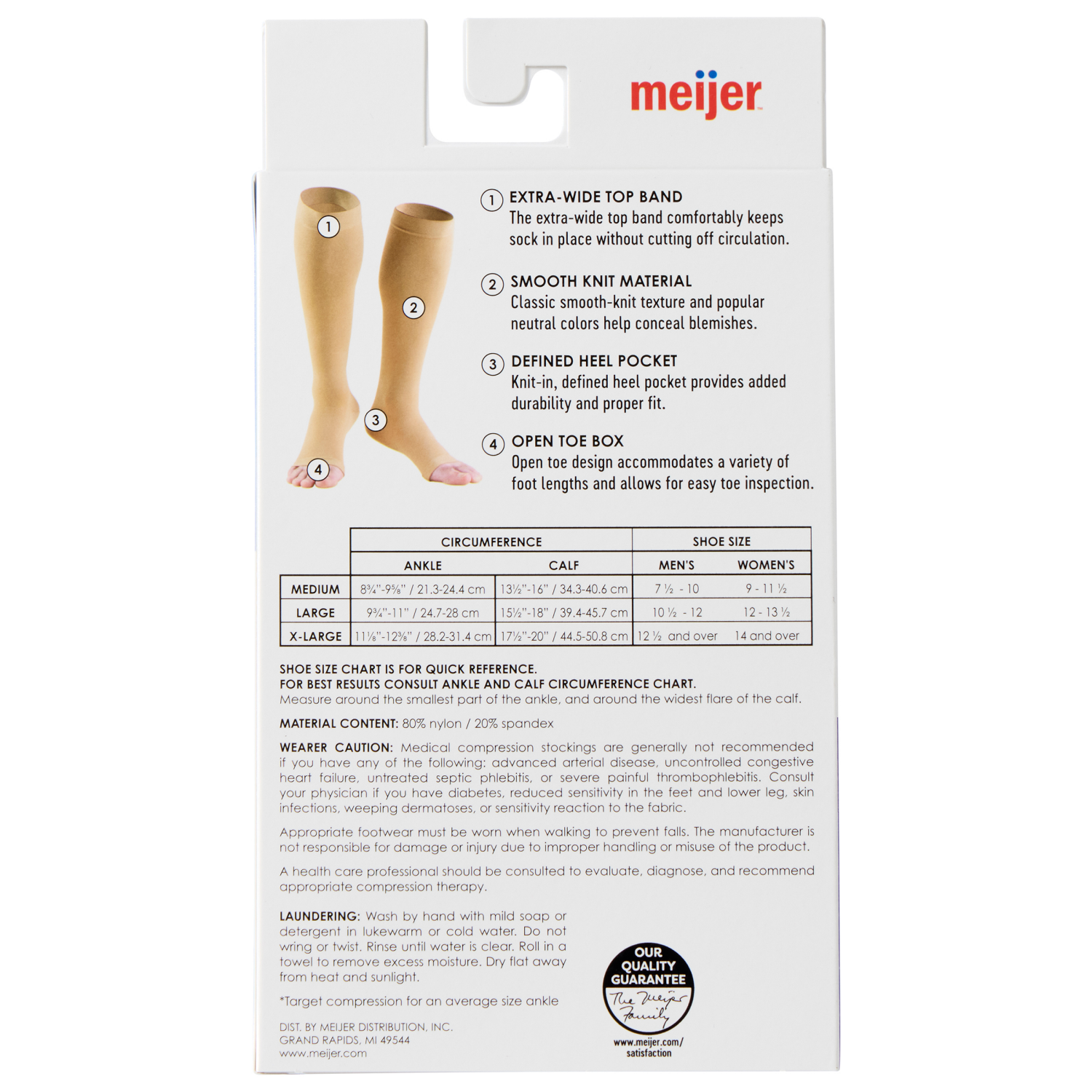 slide 2 of 2, Meijer Microfiber Compression Socks, Beige, Medium, 1 Pr, 1 ct