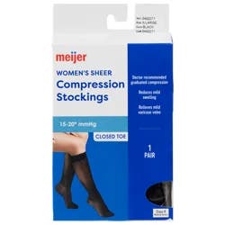 Meijer Women's Sheer Compression Stockings, Black, Xl, 1 Pr