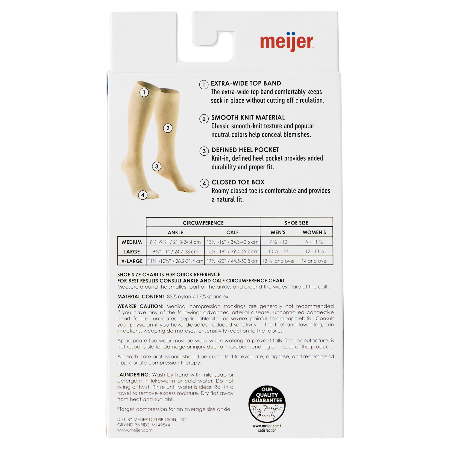 slide 2 of 2, Meijer Microfiber Compression Socks, Beige, Xl, 1 Pr, XL