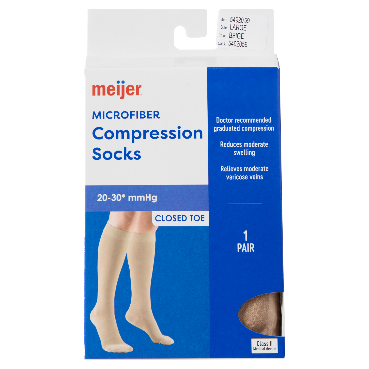 slide 1 of 2, MEIJER MICROFIBER BELOWBGE L 1PR, LG