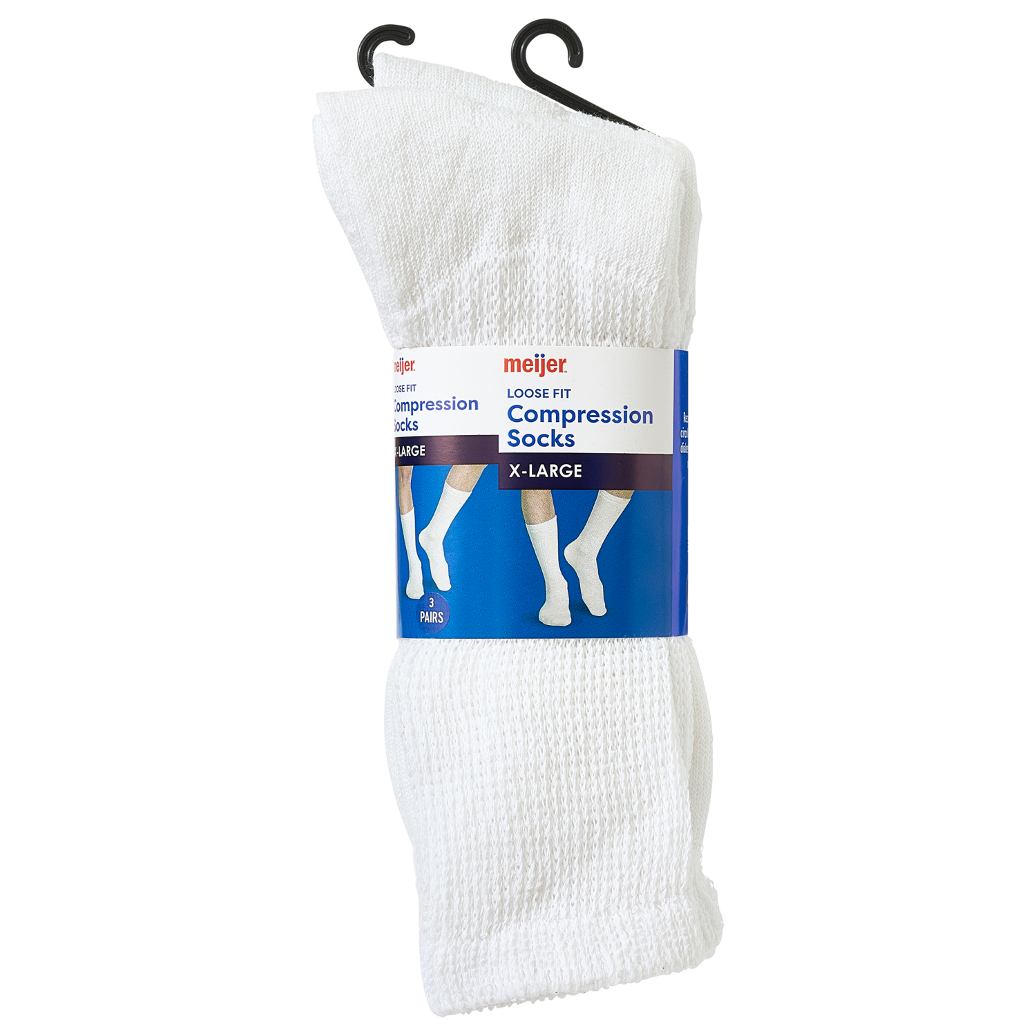 slide 1 of 3, Loose Fit Compression Socks, White, Xl, 3 Pk, 3 ct