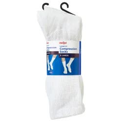 Loose Fit Compression Socks, White, Xl, 3 Pk