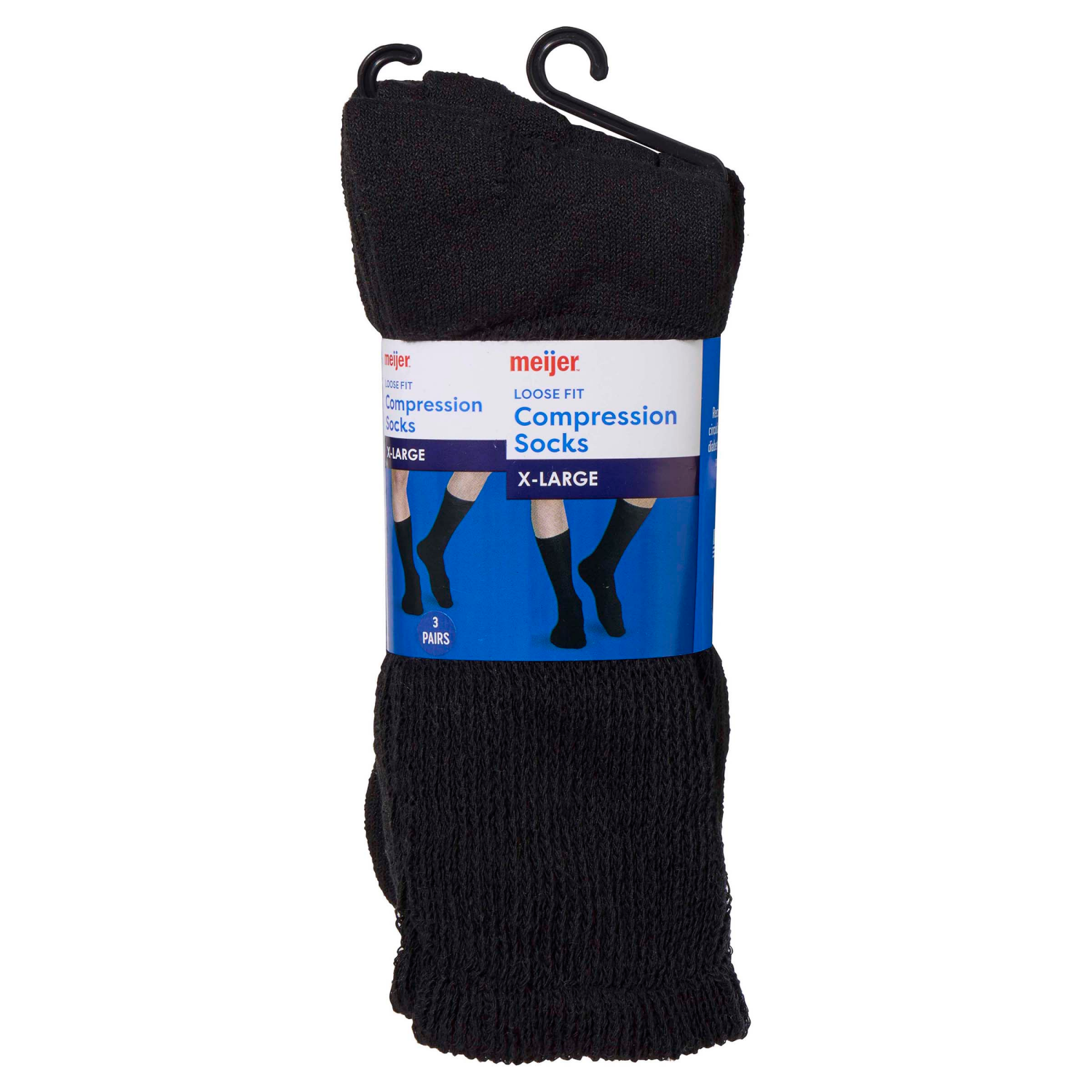 slide 1 of 3, Loose Fit Compression Socks, Black, Xl, 3 Pr, xlarge/3 pair