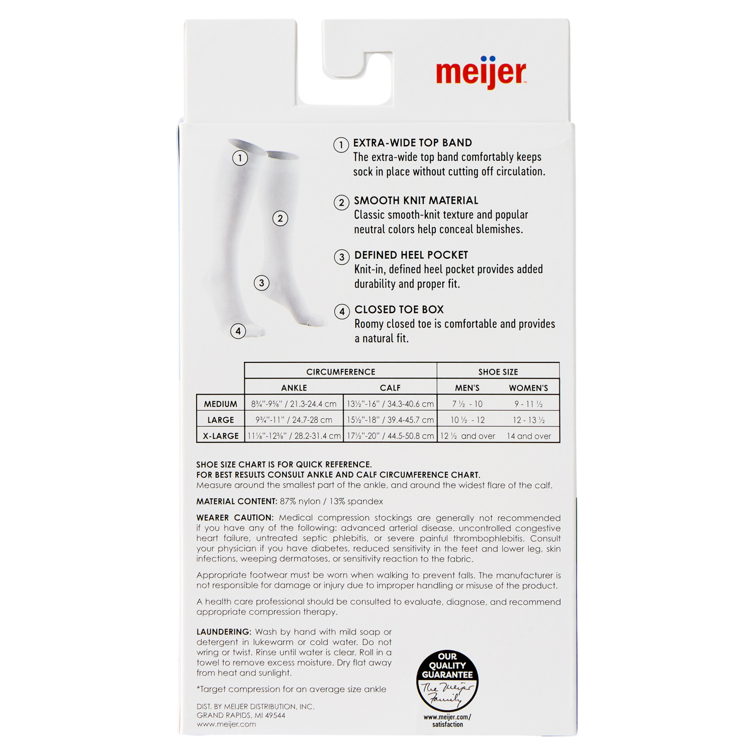 slide 2 of 2, MEIJER ANTI-EMBOLISM WHT L 1PR, LG