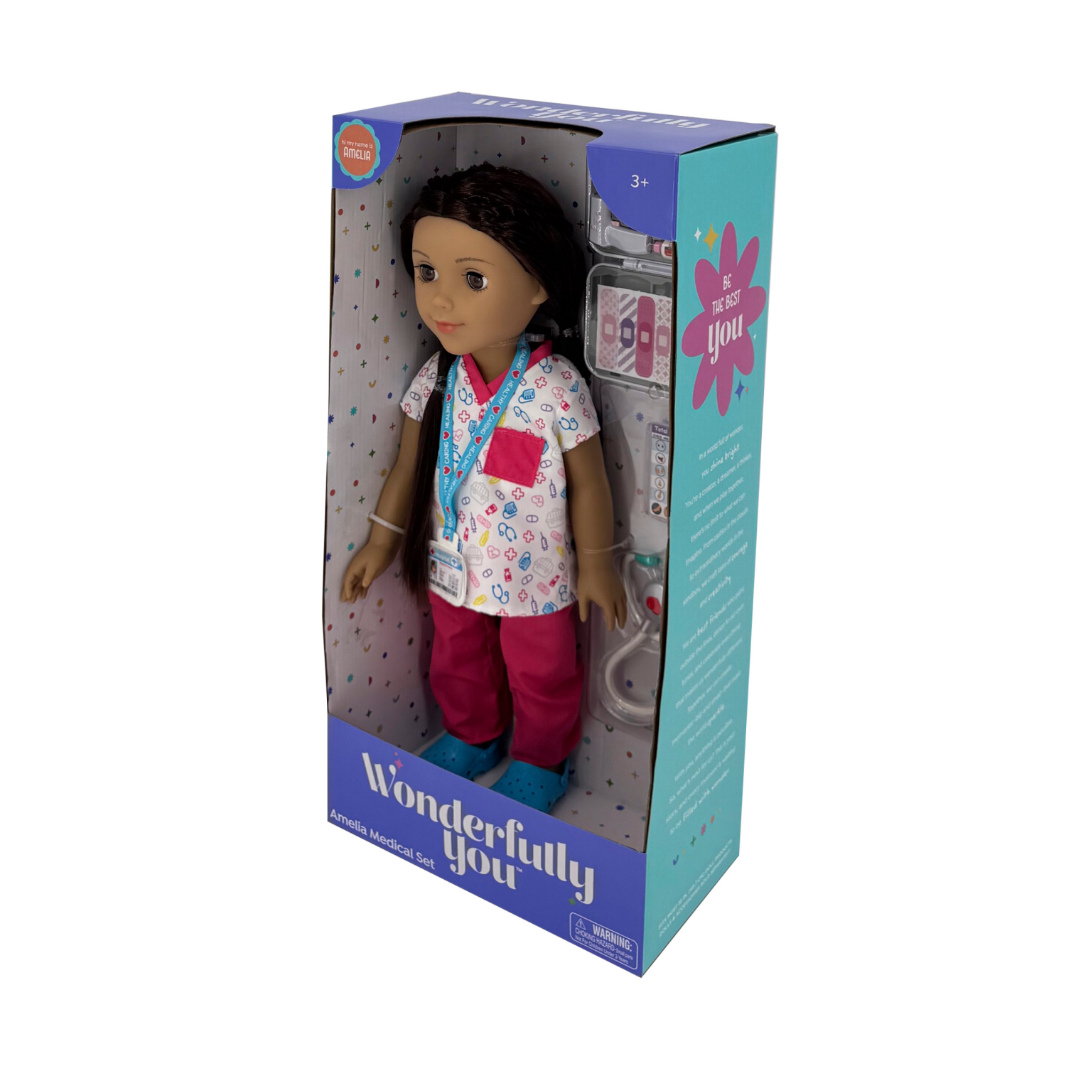 slide 7 of 8, Wonderfully You Amelia Medical Set, 18" Doll and Accessories Set, 18 in