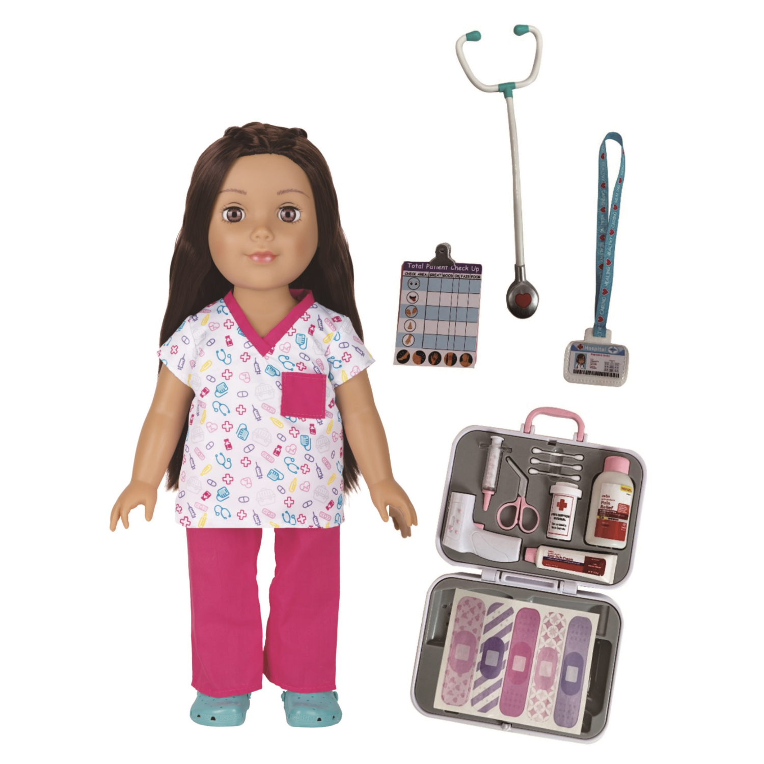 slide 8 of 8, Wonderfully You Amelia Medical Set, 18" Doll and Accessories Set, 18 in