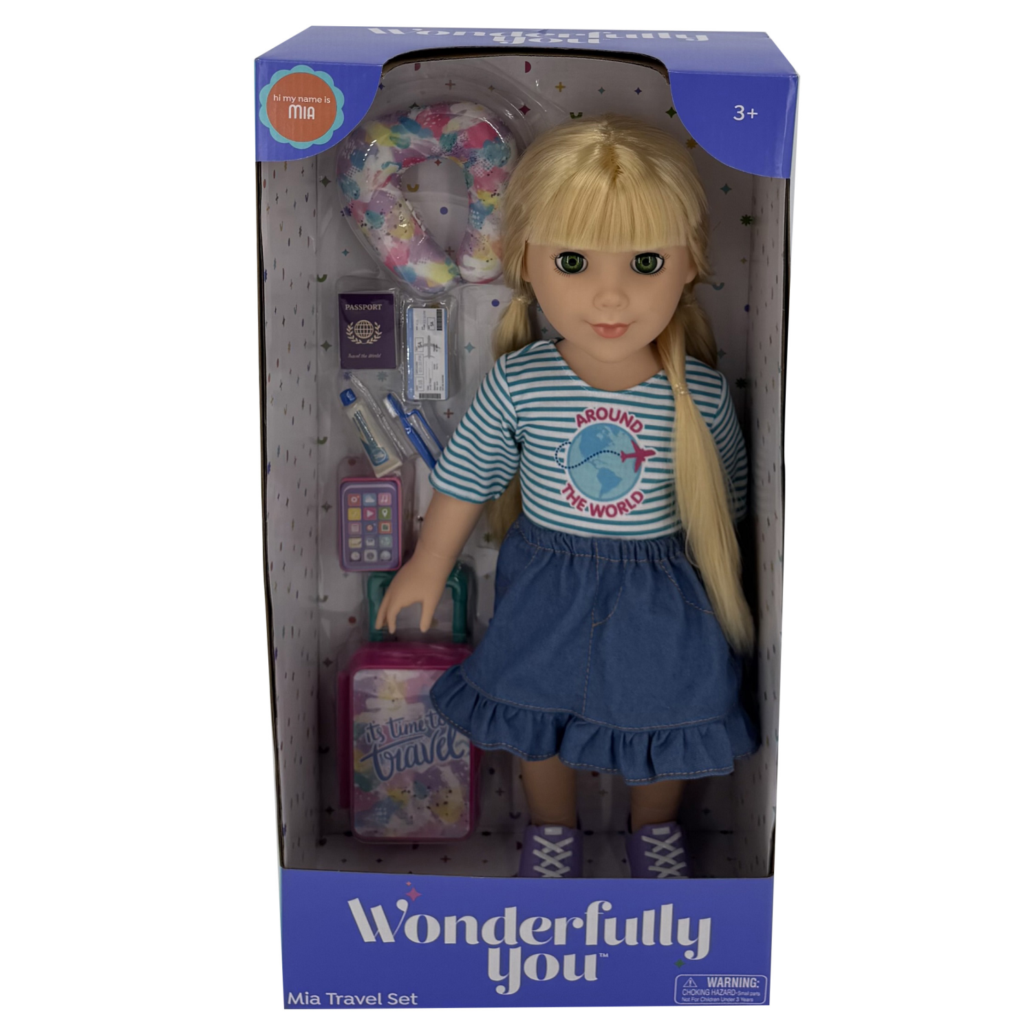 slide 1 of 8, Wonderfully You Mia Travel Set, 18" Doll and Accessories Set, 18 in