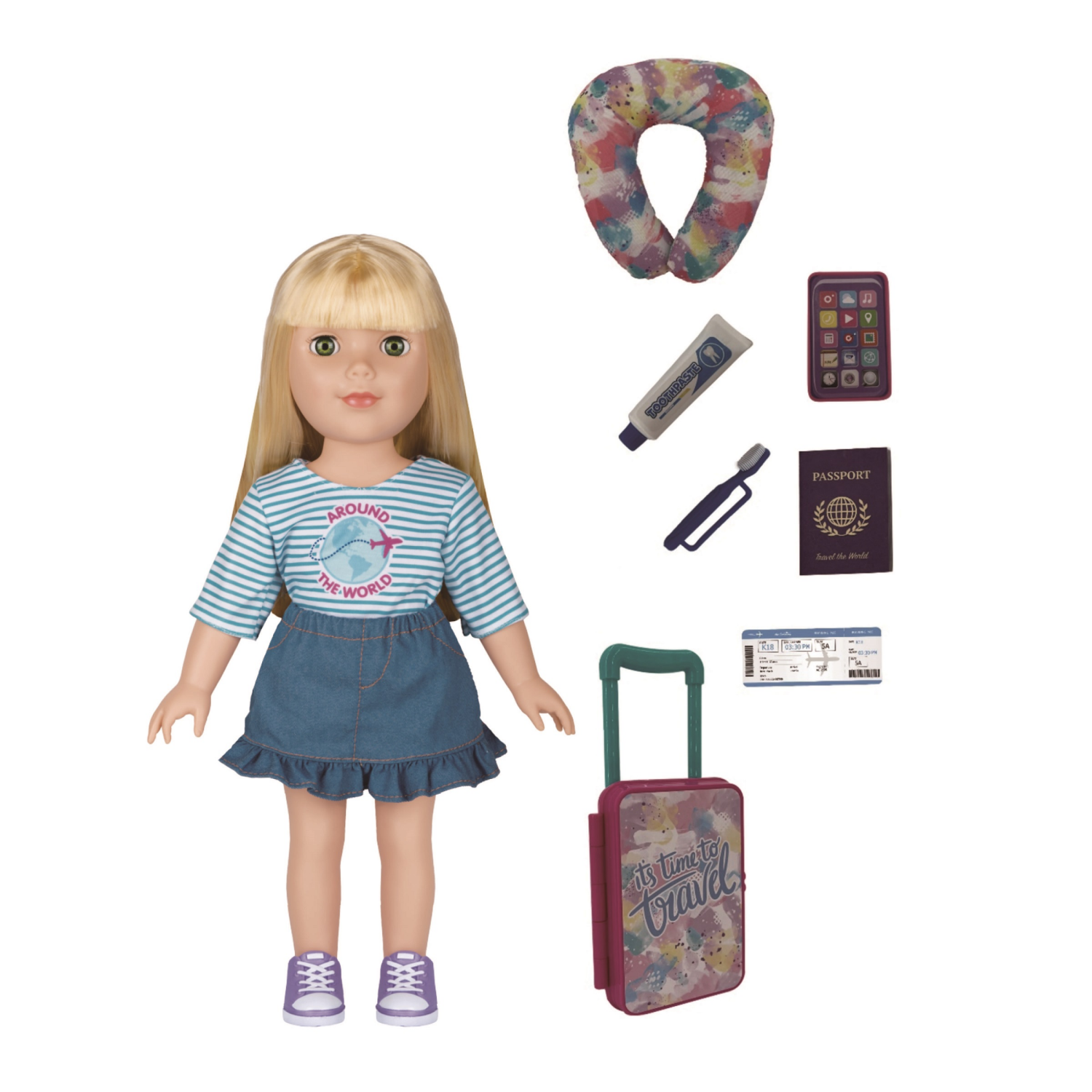 slide 8 of 8, Wonderfully You Mia Travel Set, 18" Doll and Accessories Set, 18 in