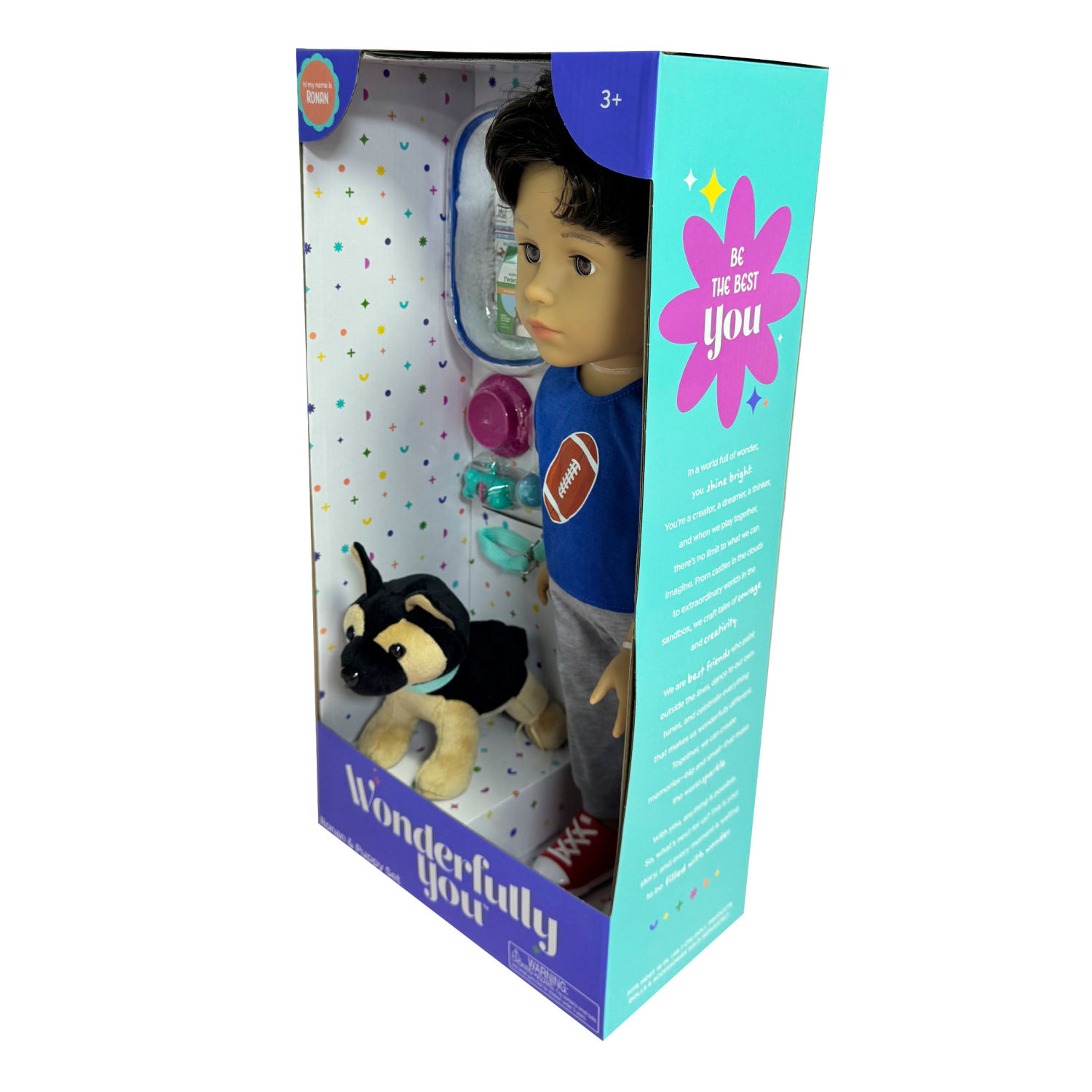 slide 6 of 7, Wonderfully You Ronan and Puppy Set, 18" Doll and Accessories Set, 18 in