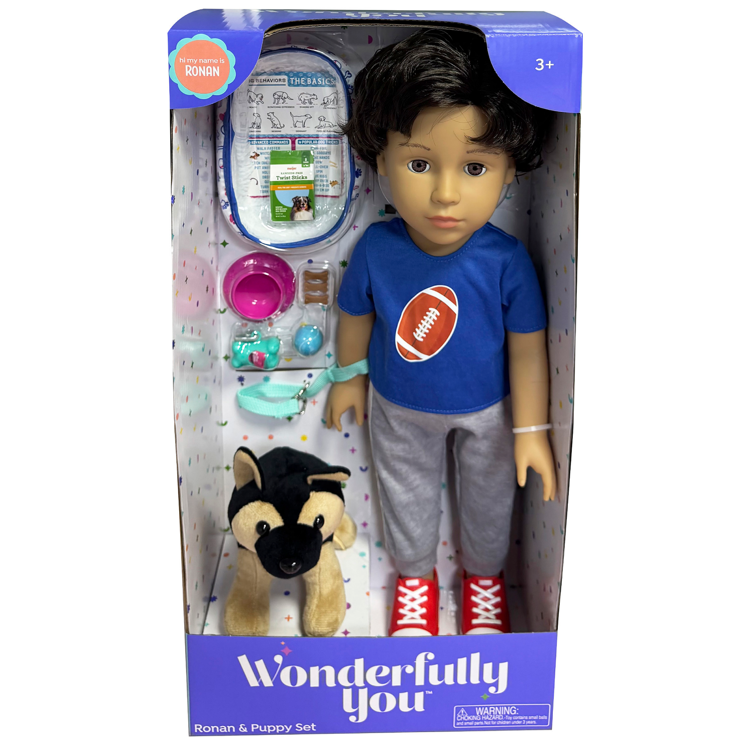 slide 1 of 7, Wonderfully You Ronan and Puppy Set, 18" Doll and Accessories Set, 18 in