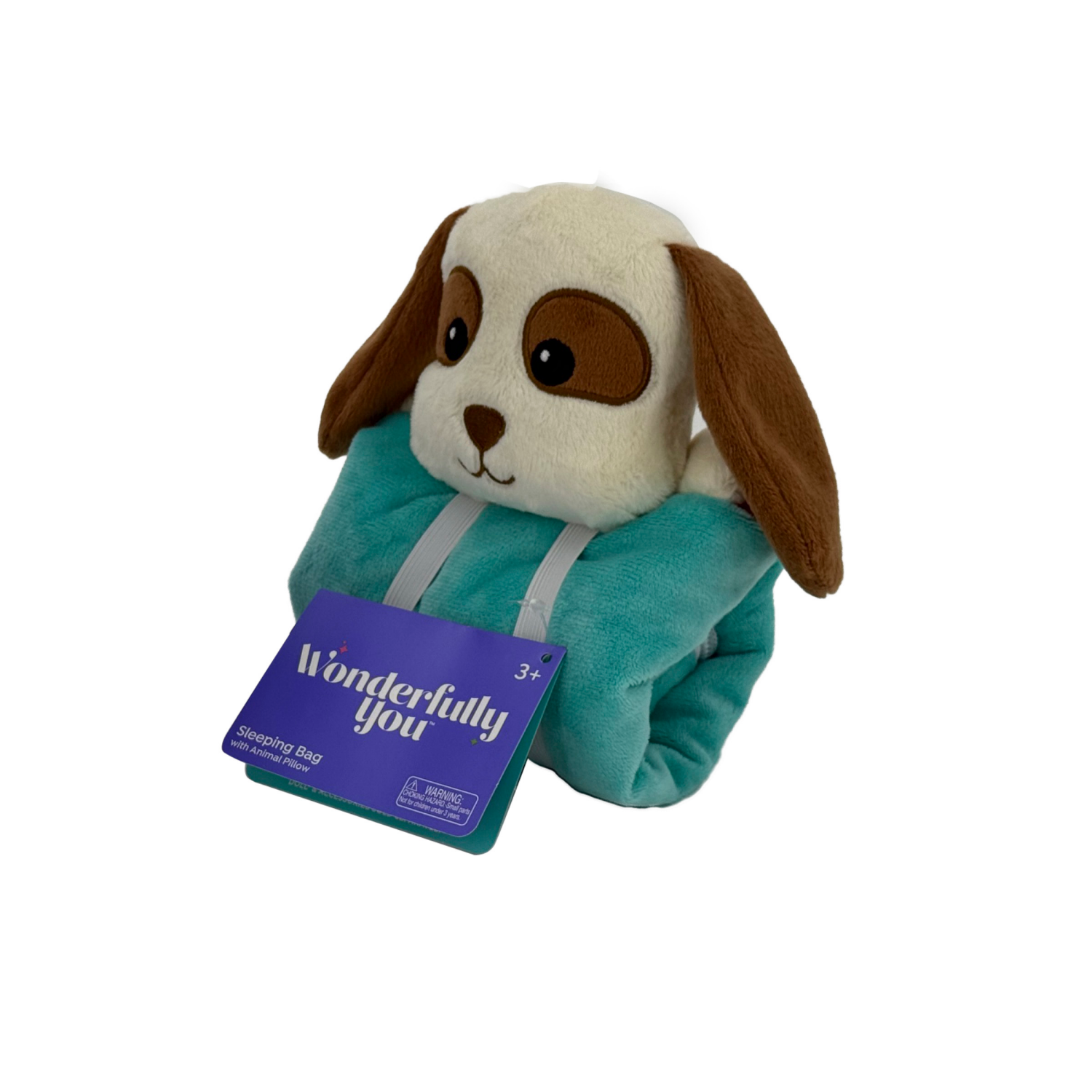 slide 5 of 8, Wonderfully You 18" Doll Sleeping Bag with Animal Pillow, Puppy, 18 in