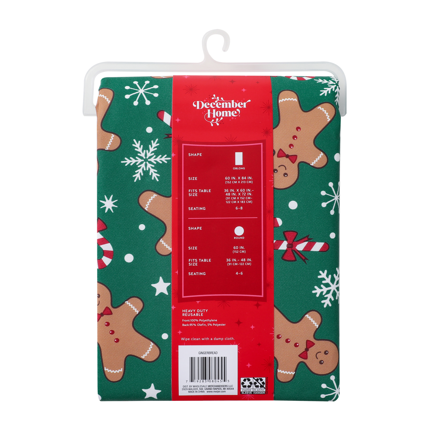 slide 2 of 4, December Home Dh Holiday Gingerbread Peva Tablecloth, 60 In X 84 In, 60 x 84 