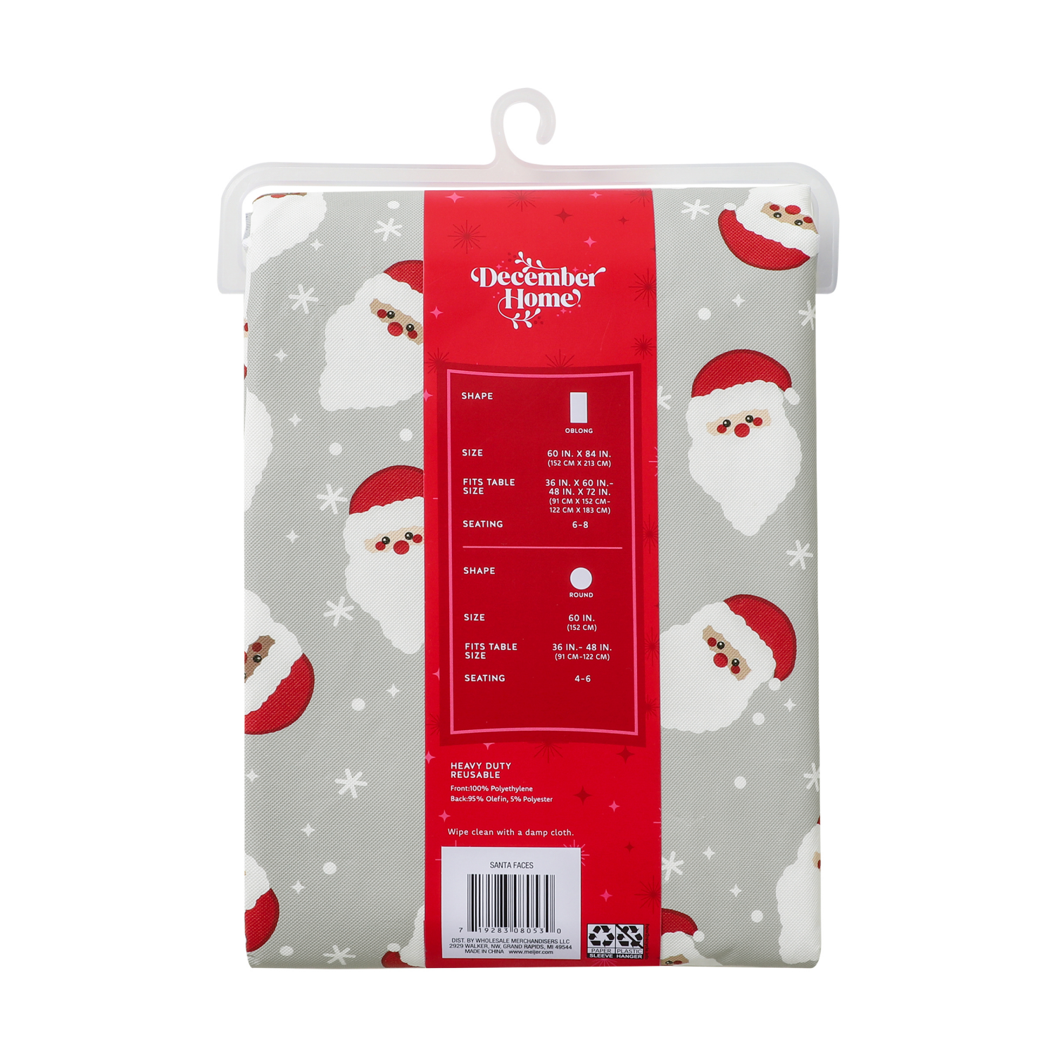 slide 2 of 4, December Home Dh Holiday Santa Peva Tablecloth, 60 In X 84 In, 60 x 84 