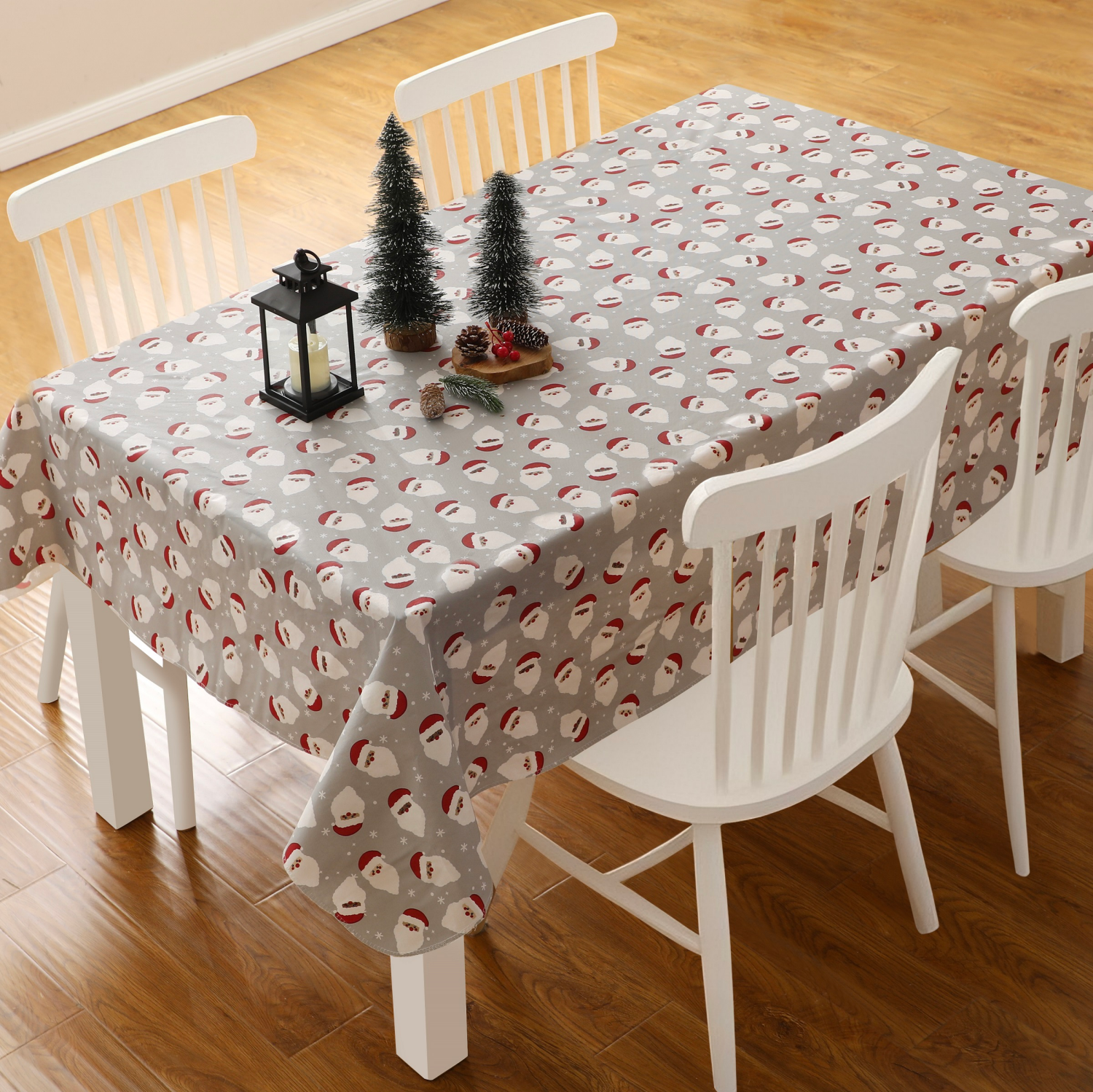 slide 1 of 4, December Home Dh Holiday Santa Peva Tablecloth, 60 In X 84 In, 60 x 84 